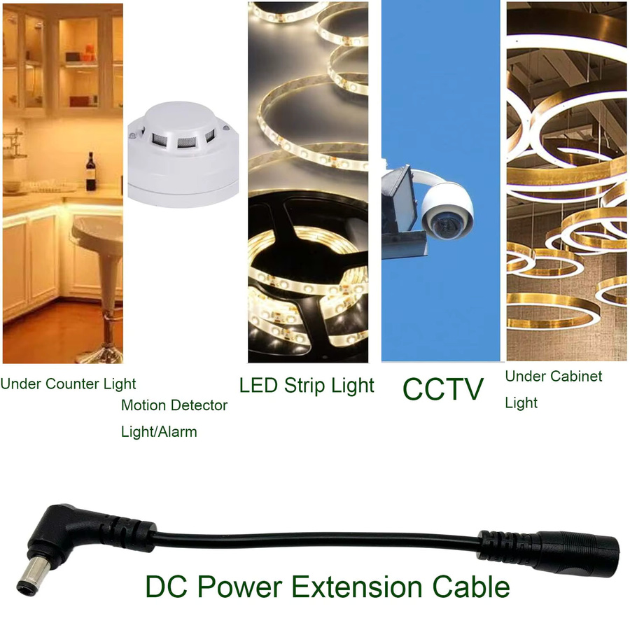 UpperFu 2er Set DC-Stromstecker Adapter Set Schwarz: 5,5mm x 2,5mm Stecker rechtwinklig auf 5,5mm x 2,1mm Buchse für CCTV und LED-Streifen - Bild 4