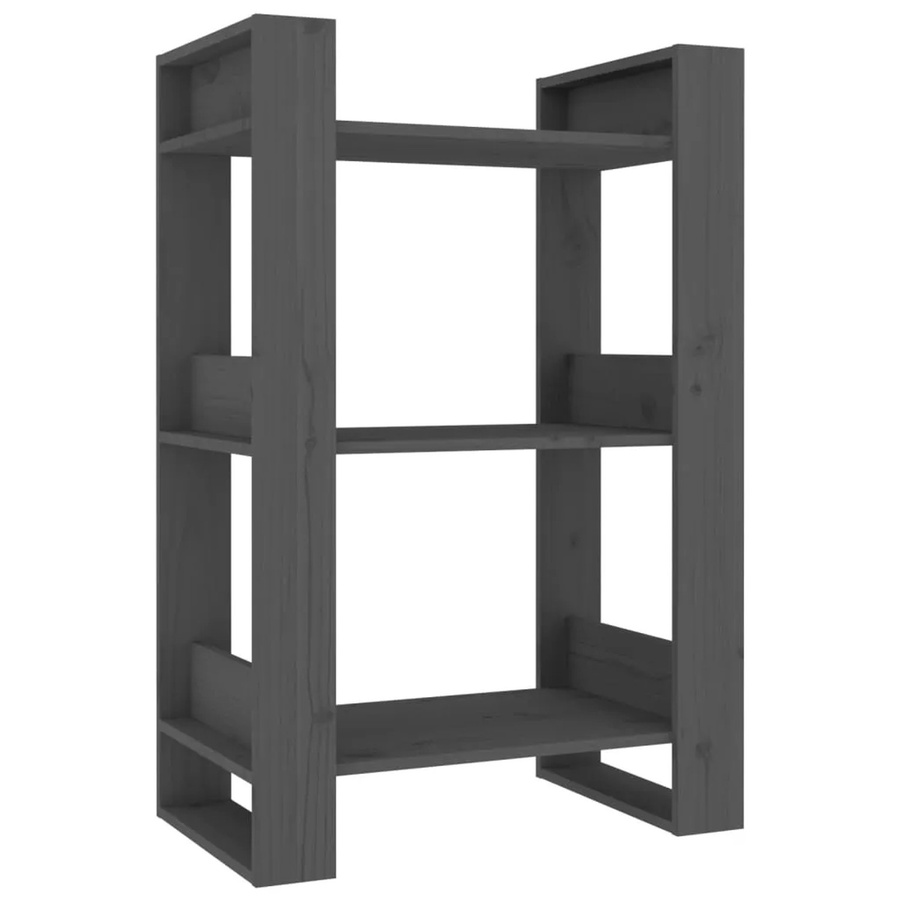 vidaXL Bücherregal und Raumteiler aus Massivholz Kiefer in Grau, B/T/H: 60 x 35 x 91 cm - Bild 2