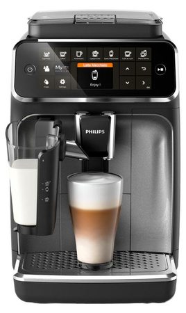 Philips Espressomaschine 4300 Serie EP4346/71 in Schwarz mit eingebautem Mahlwerk und 1,8 l Wassertank