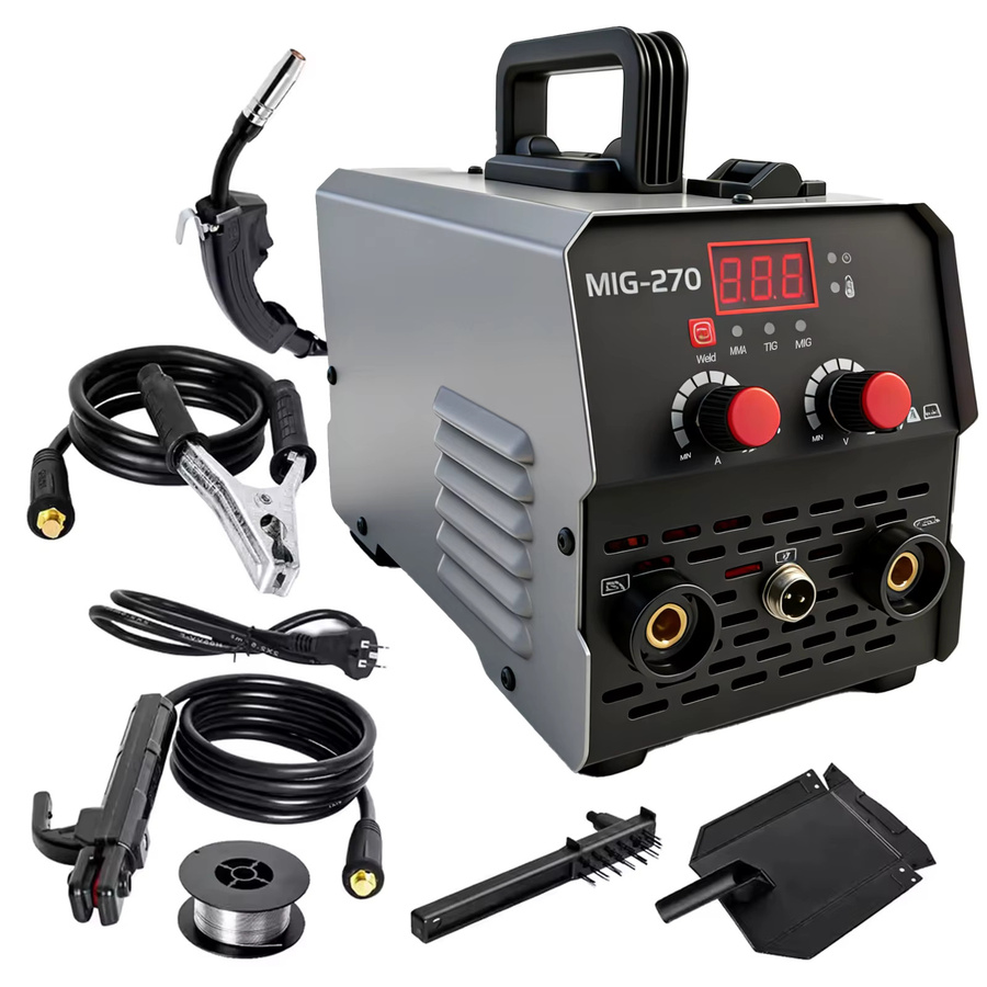 Podofo TIG 3-in-1 MIG270 Inverter-Schweißgerät, gasloses Multi-Prozess MMA MIG TIG Schweißgerät mit LED-Anzeige in Grau - Bild 6