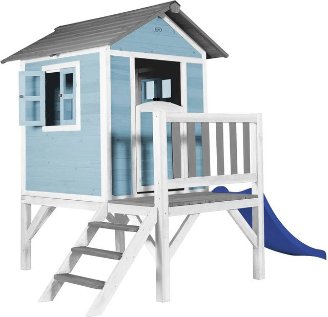 Axi Spielhaus Lodge XL in Karibischem Blau mit blauer Rutsche - Bild 1