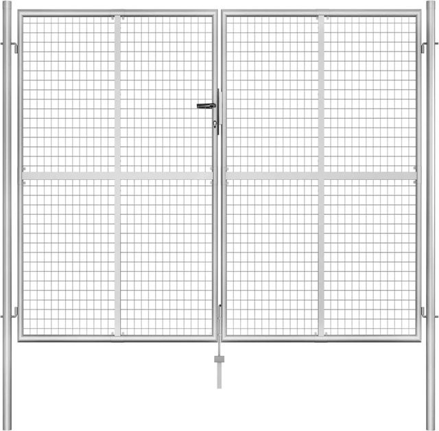 vidaXL Doppeltes Gartentor aus verzinktem Stahl in Silber, B/H: 306 x 200 cm - Bild 1
