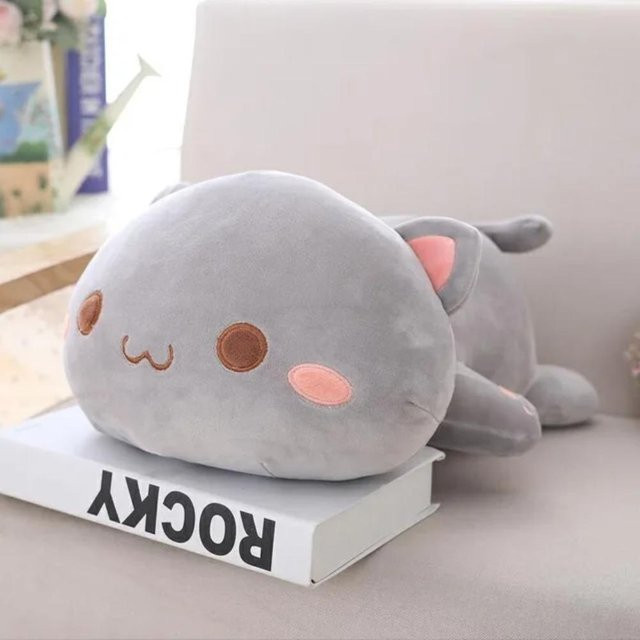 BC Pet Supplies Liegende Katze Plüschtier, Grau, 35cm - Bild 1