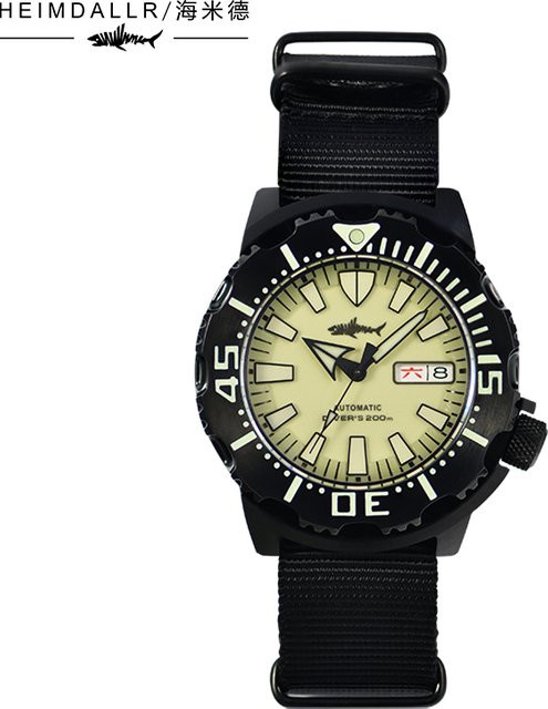 Heimdallr Automatikuhr, Edelstahl, Schwarz, Grün, 42 mm, Herren - Bild 1