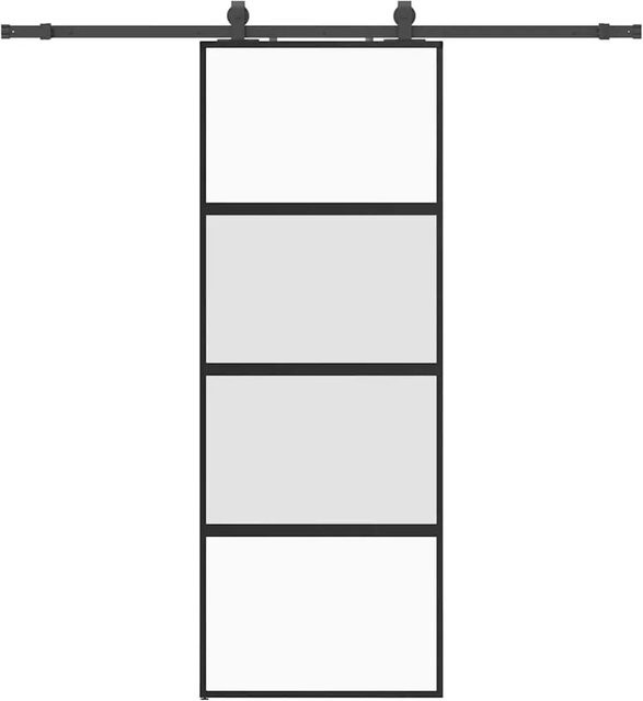 vidaXL Schiebetür aus Glas mit Beschlag in Schwarz, modern, B/H: 76 x 205 cm - Bild 1