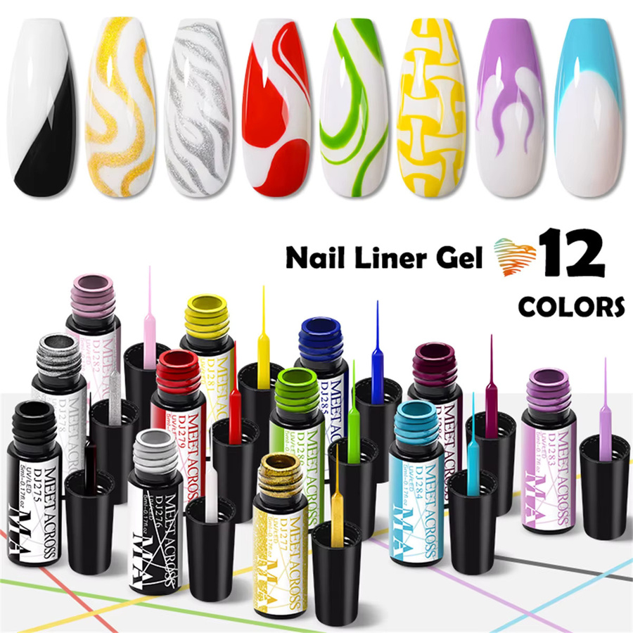 MEET ACROSS Nagel-Gel-Lack Liner, Schwarz & Weiß, Glänzend, 5 ml - Bild 2