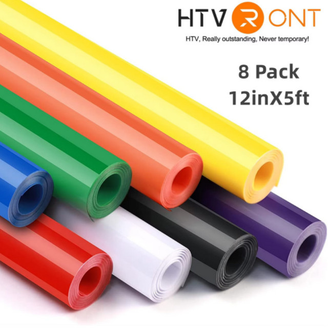 HTVRONT Permanent Vinyl Bundle 8er-Pack Multicolour, 8 Rollen mit Breite: 30,48 cm und Länge: 152,4 cm pro Rolle, passend für Cricut und Cameo Schneidemaschinen - Bild 1