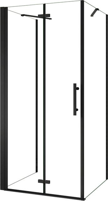 AICA U-Duschkabine Schwarz mit Falttür und 2 Seitenwänden, Glas transparent, B/T/H: 280 x 120 x 195 cm - Bild 1