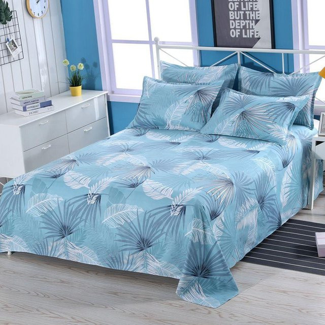 WTEMPO Bettlaken aus Baumwolle mit floralem Muster in Blau, B/T: 160 x 230 cm - Bild 1