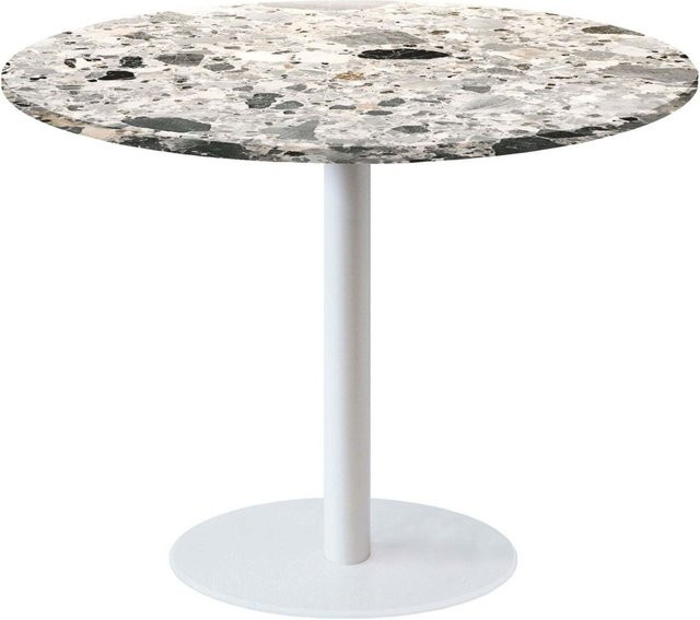 RestooTab Tisch Rome XL rund mit Gestell in Schwarz und Tischplatte in Grau Terrazzo, Durchmesser: 120 cm, Höhe: 75 cm - Bild 1
