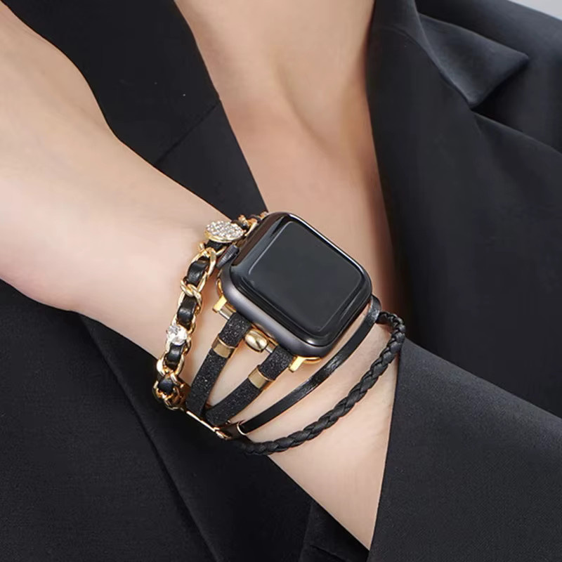 JBAILI Uhrenarmband Leder, Damen, Vintage, Kristall - Bild 2