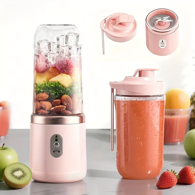 ZHILU Elektrischer Obstmixer mit 400 ml Fassungsvermögen, Tragbarer USB-Smoothie-Maker und Saftbereiter in Blau - Bild 2