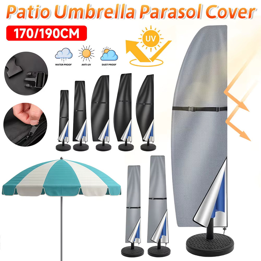 APWIKOGER Sonnenschirmhülle aus Polyester in Grau mit UV-Schutz und Regenschutz für Terrassenschirme, B/H/T: 170 x 170 x 81 cm - Bild 2
