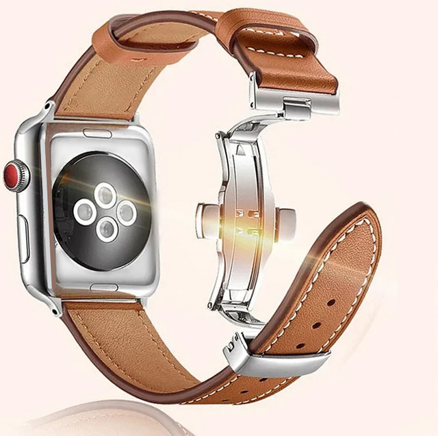 JBAILI Uhrenarmband Leder, Schmetterlingsschnalle, Unisex - Bild 1