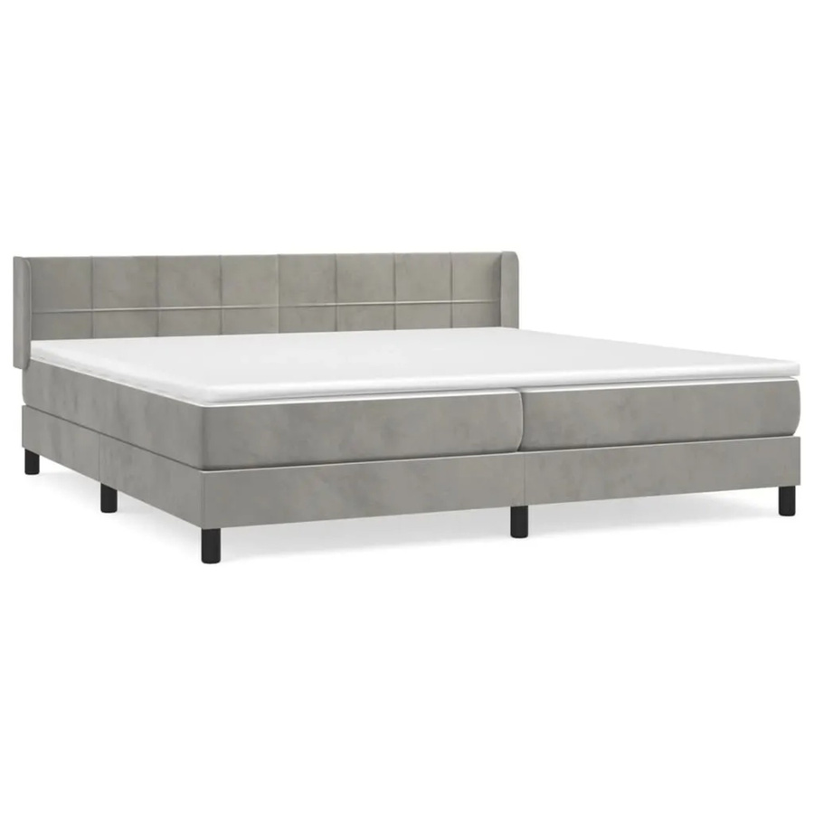 vidaXL Boxspringbett Hybrid mit Matratze aus Samt in Hellgrau B/T/H: 200 x 200 x 78 cm - Bild 2