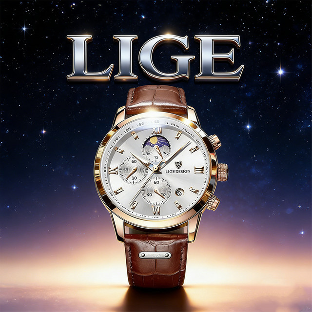 LIGE Chronograph Armbanduhr, Quarz, Edelstahl, Herren - Bild 1