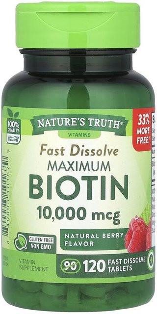 Rworld Wellness Biotin Tabletten, Natürliche Beere, 10.000 mcg, 120 Stück - Bild 1