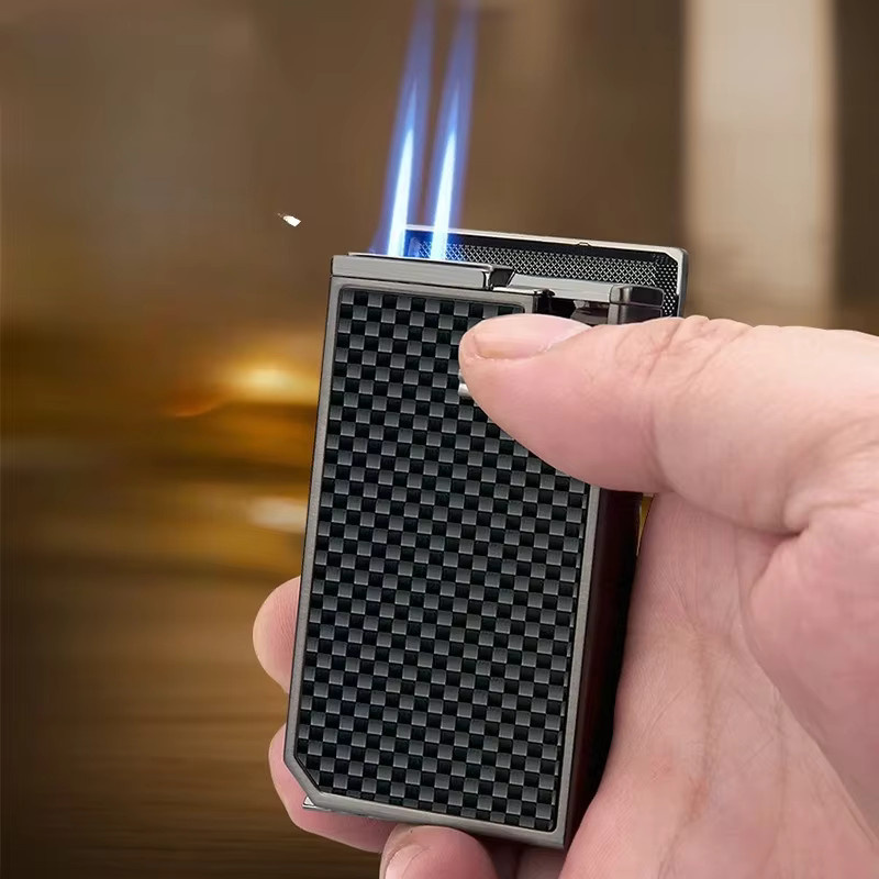 EHRLICHES Dual Jet Flame Nachfüllbares Zigarrenfeuerzeug aus Metall, winddicht, in Schwarz und Braun - Bild 1