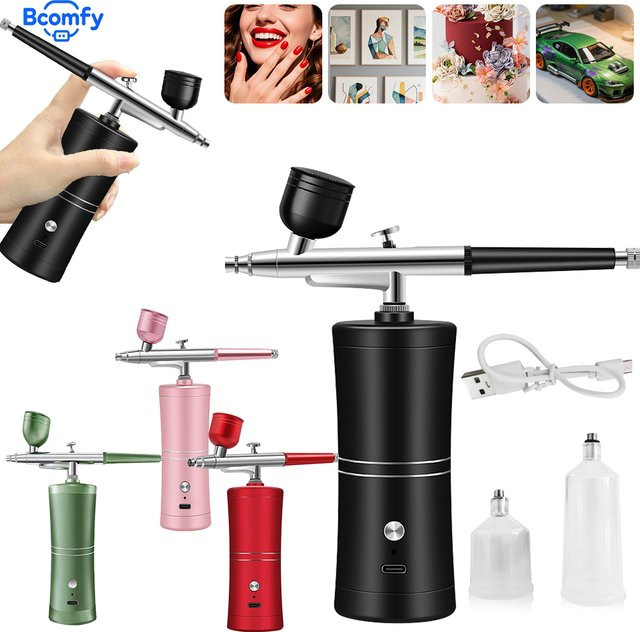 vifocal Airbrush-Nagel mit Kompressor, kabellos, rot - Bild 1