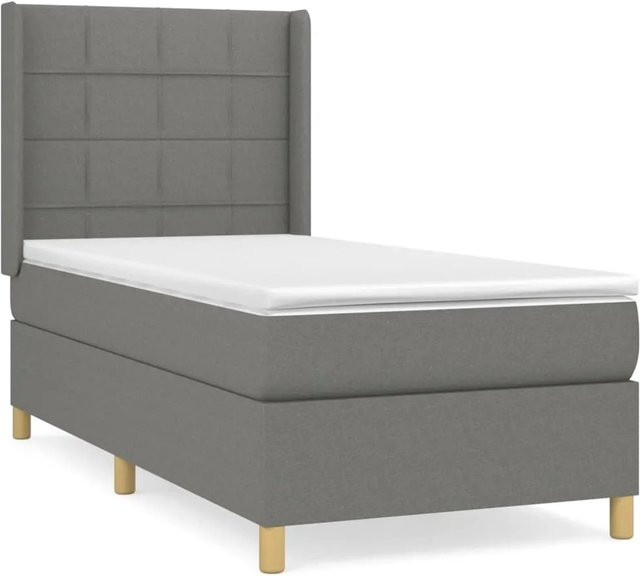 vidaXL Boxspringbett mit Matratze Hybrid-Design in Dunkelgrau, B/T/H: 90 x 190 x 128 cm - Bild 1
