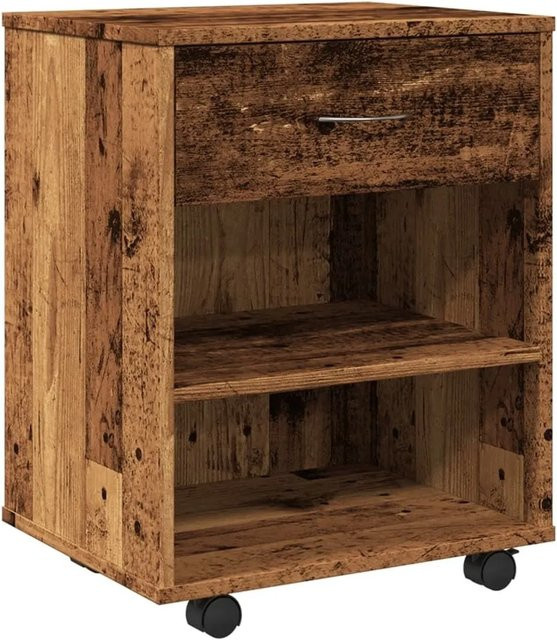 vidaXL Rollcontainer in Altholz-Optik aus Holzwerkstoff, Farbe: Braun, B/T/H: 46 x 36 x 59 cm - Bild 1