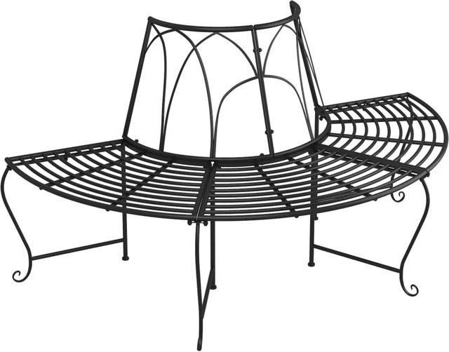 furnicato Baumbank Halbrund aus Stahl in Schwarz Durchmesser: 159 cm - Bild 1