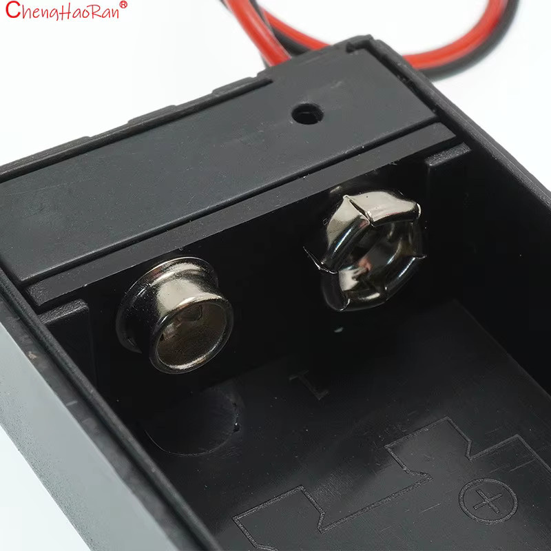 5er Set quadratischer 9V Batteriekasten mit DC-Stecker 5,5 x 2,1 mm und Abdeckkabel in Schwarz für elektronische Geräte wie Multimeter - Bild 3
