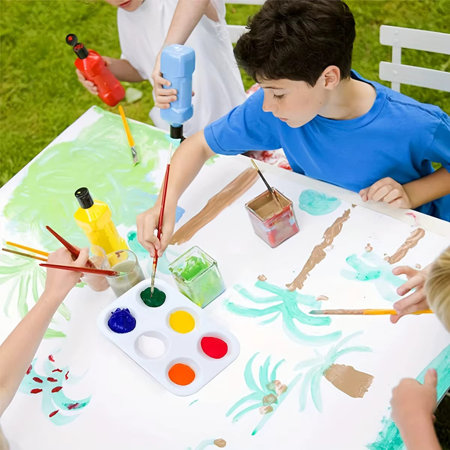 Weiße Kunststoff-Farbpalette für Aquarell mit 6 Brunnen und rechteckigem Design - Bild 3