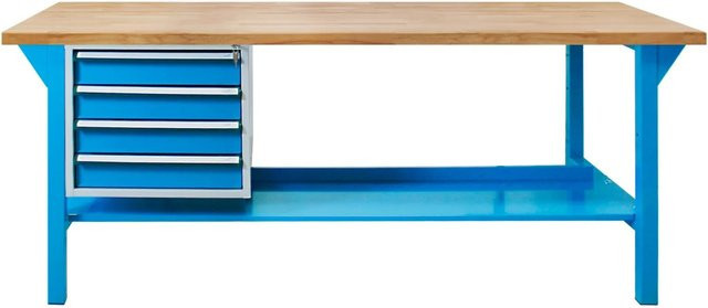 PROREGAL Werkbank Giant Rhino Plus mit 4 Schubladen in Lichtblau, H x B x T: 84 x 200 x 70 cm, Traglast 500 kg - Bild 1