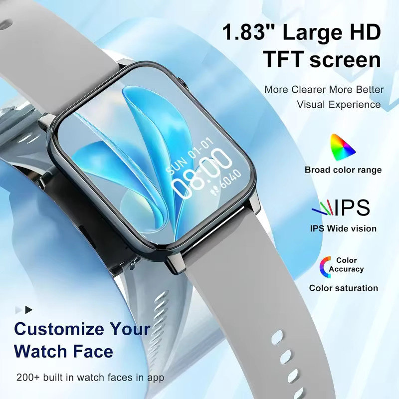 KESHUYOU Smartwatch, Edelstahl, Silikon, Schwarz, Herren und Damen - Bild 2