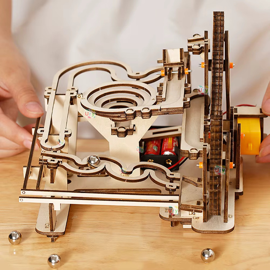 Ury 3D-Holzpuzzles, elektrisches Katapult-Trackgerät, Marmor-Lauf-Set - Bild 2