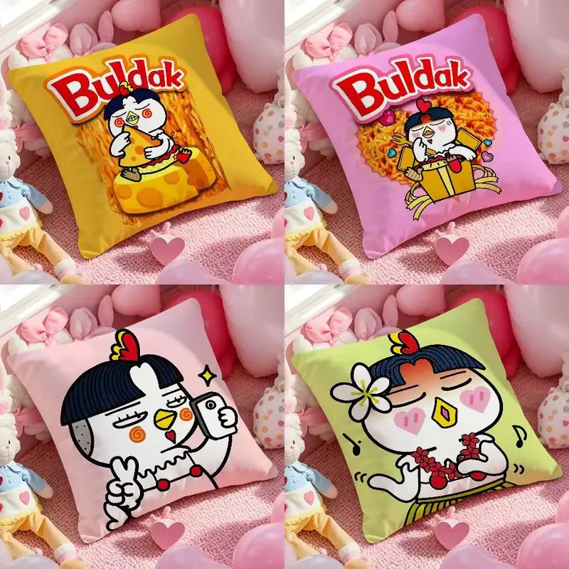 VIKAMA Weicher Kissenbezug mit Anime Budakara Ramen Musterdruck, quadratisch, Breite: 30 cm, Höhe: 30 cm - Bild 2