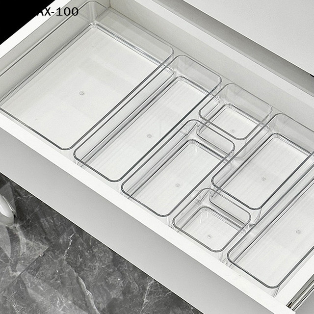 Hoeaden Stapelbarer Acryl-Schubladenorganizer mit verstellbaren Trennfächern für Kosmetik und Make-up, transparent - Bild 1