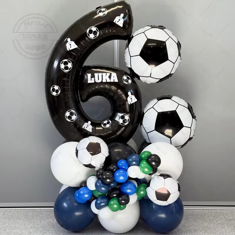 Fußballballons-Set, 59-teiliges Set, Schwarz, 32 Zoll, 1–9 Zahlen, Fußball-Folienballon - Bild 2