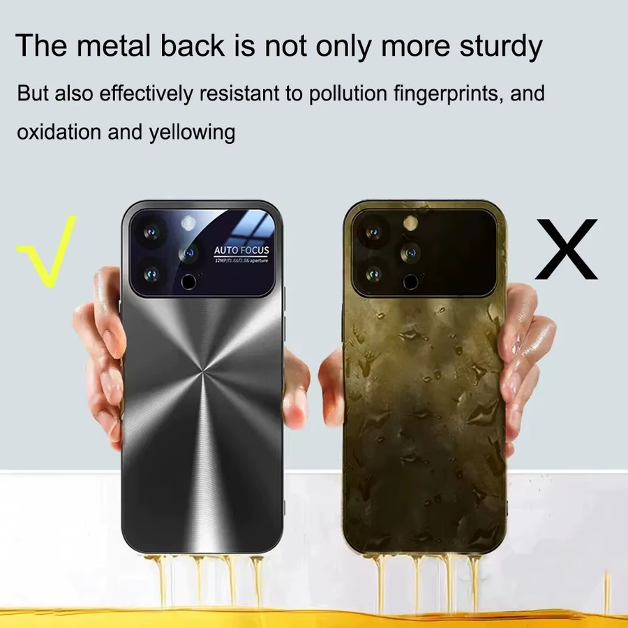 Luxuriöse Silikon-Schutzhülle mit Metall-Rückplatte und Aurora-Textur für Apple iPhone 15 14 Plus 13 Pro Max 12 11 in Schwarz und Multicolour - Bild 5
