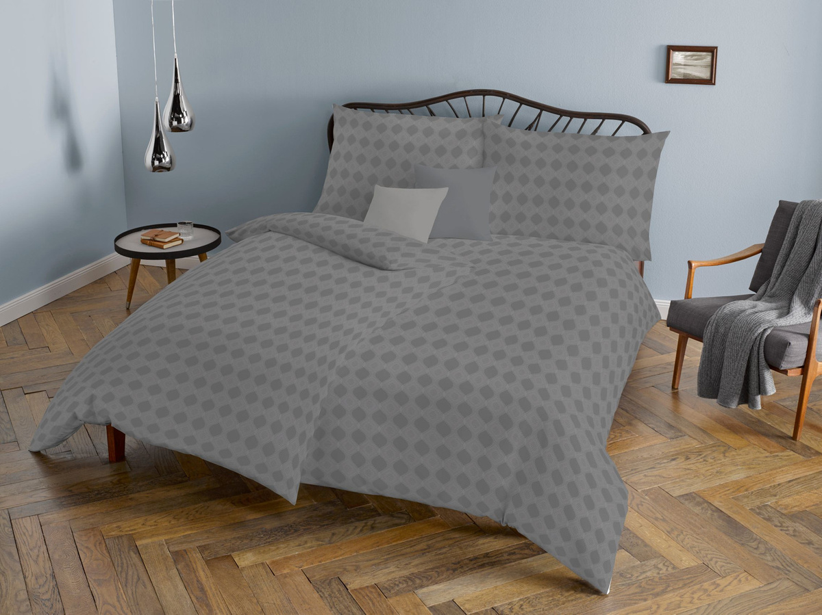 Fleuresse Jacquard Bettwäsche Tropfen Steingrau, Set bestehend aus Bettbezug und Kissenbezug, B/H: 155 x 220 cm und 80 x 80 cm - Bild 1