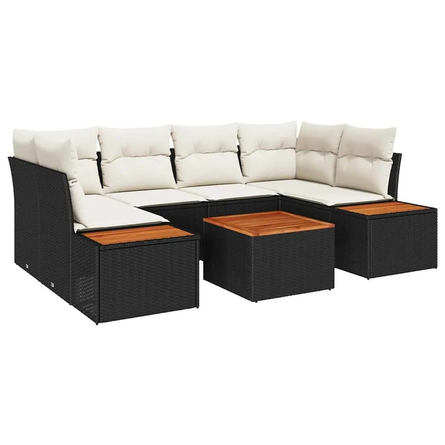 vidaXL Garten-Sofa-Set 6-teilig aus Polyrattan in Schwarz mit Kissen und Stauraumfunktion - Bild 2
