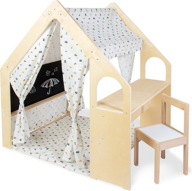 Pinolino Spielhaus Thilda natur mit Stoffdach aus Kiefer und Baumwolle multicolor - Bild 1