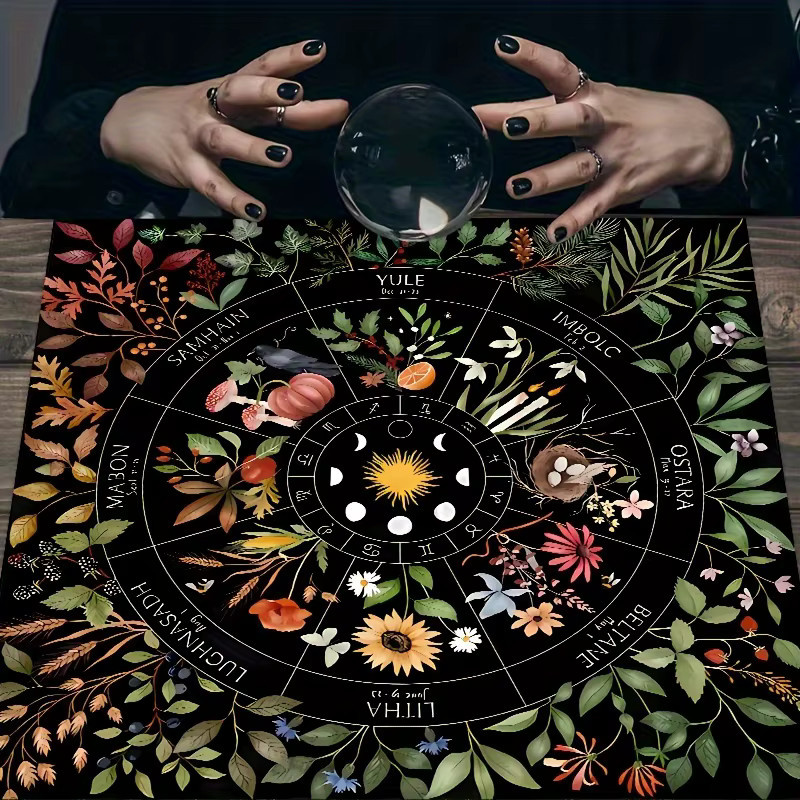 VIKAMA Tischdecke Mystic Festival mit Mondphasen und Stardust im Bohemian Tarot Design - Bild 2