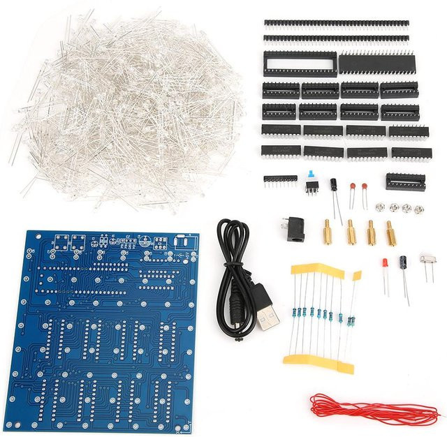 Neoglint 3D LED Licht Würfelbausatz DIY Handgefertigt in Rot und Blau - Bild 1