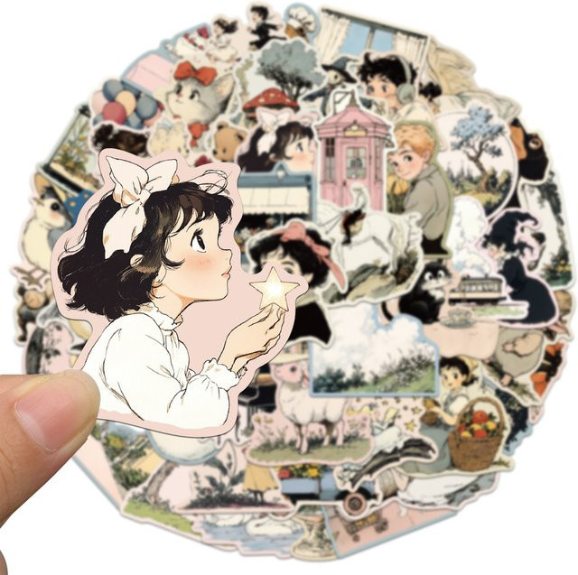 Vintage Manga World Aufkleber-Sammlerpaket mit 50 bunten Aufklebern für Hydro Flask und Tech Skins - Bild 1