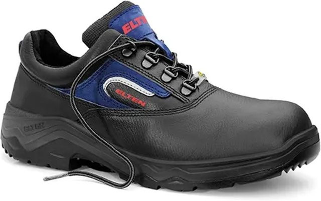 Elten Sicherheitshalbschuh Bruno ESD S2 aus Leder in Schwarz und Blau, Größe 39 - Bild 1