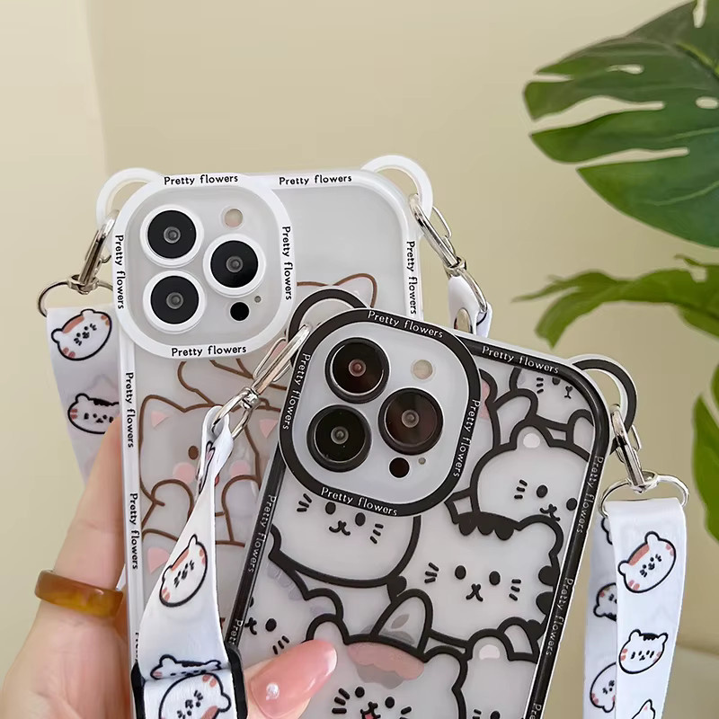 KASONPAI Handyhülle mit Lanyard im niedlichen Bär-Design für iPhone 11 bis iPhone 17 Pro Max aus weichem TPU - Bild 5