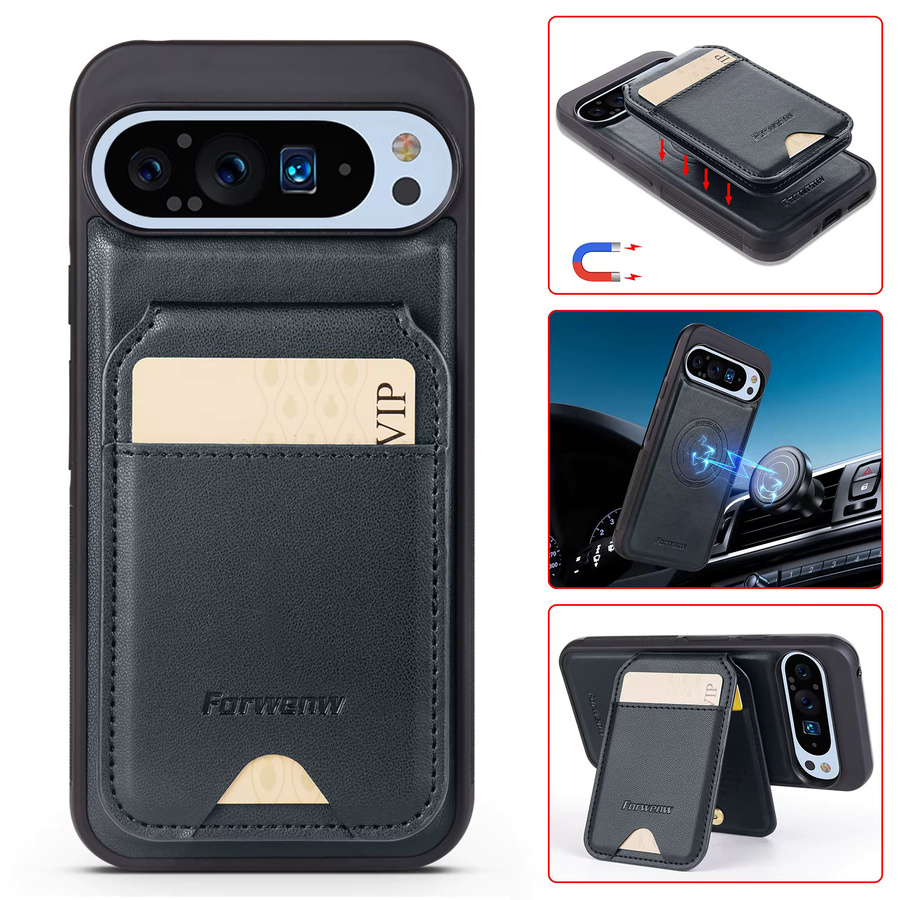 2-in-1 Ledertasche Etui für Google Pixel 10 9 Pro XL 8 7 6 Pro mit abnehmbarem Wallet Cover in Schwarz - Bild 1