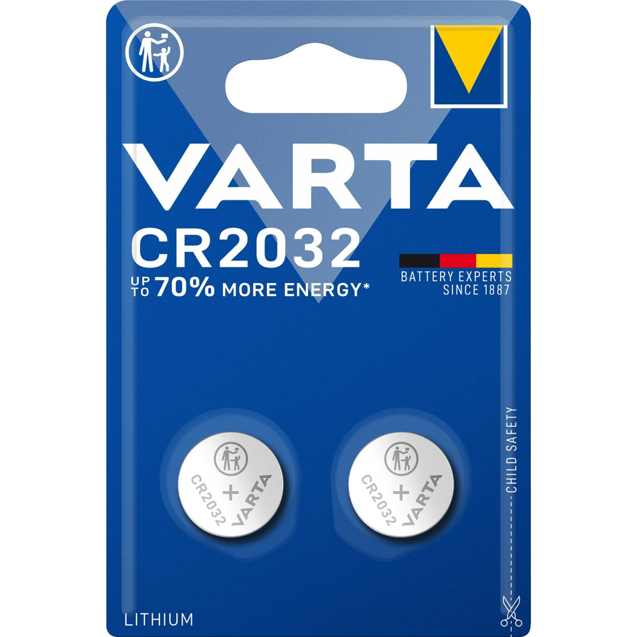 Varta CR 2032 Lithium Knopfzelle 3V, 2er Pack, 220 mAh, Silber - Bild 2