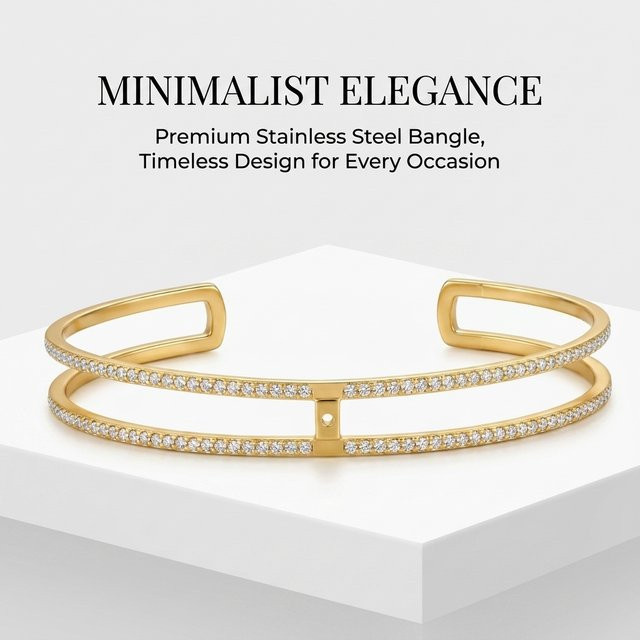JP One Armreif Edelstahl, Gold, Zirkonia, Damen - Bild 1