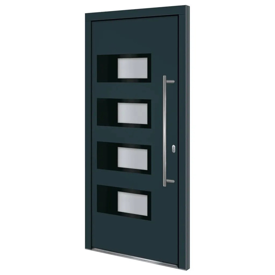 vidaXL Haustür in Anthrazit mit Glaseinsatz aus Aluminium und Kunststoff, B/H: 100 x 210 cm - Bild 2