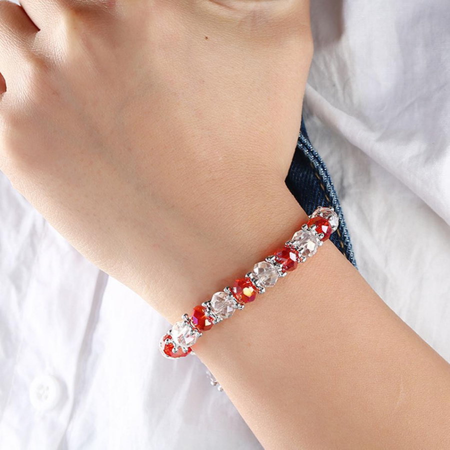 SILVERHOO Perlen-Armband, Armreif, rot, Damen, Perle, Kristall - Bild 3