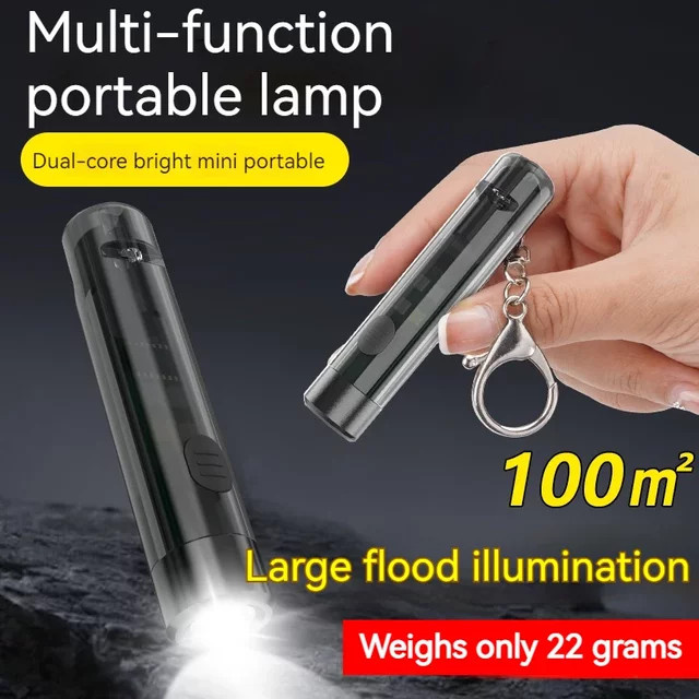 ESMARTER LED Mini Taschenlampe mit Pfeife, wasserdicht und ultraleicht, Schwarz - Bild 1