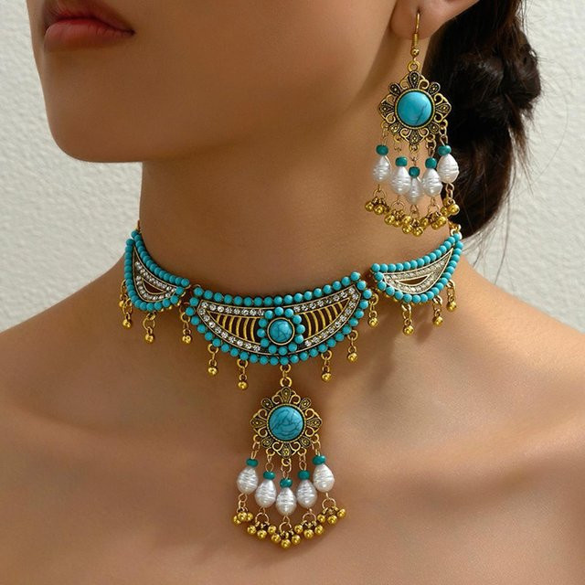 Schmuck-Set Allbestart, Halskette, Ohrringe, Kupfer, Schwarz, Perle, Zirkonia, Damen - Bild 1